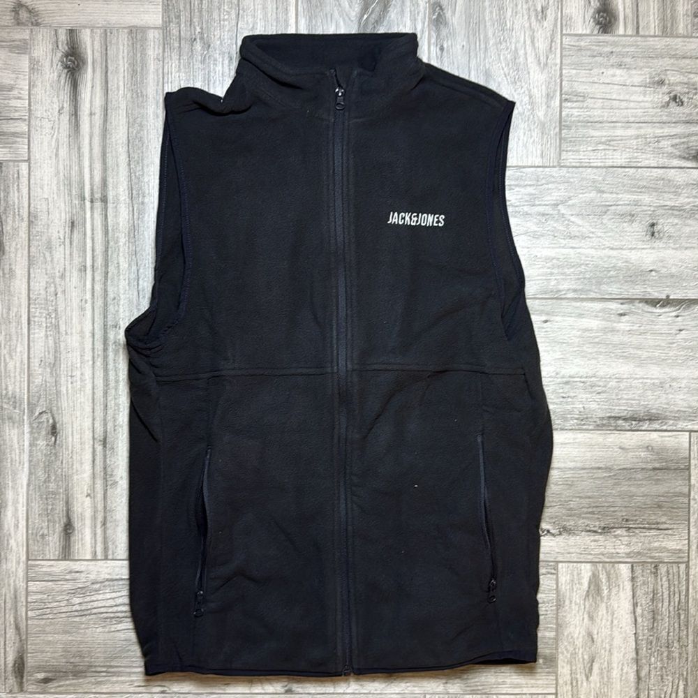 Jack & Jones Core fleece vest in black Medium